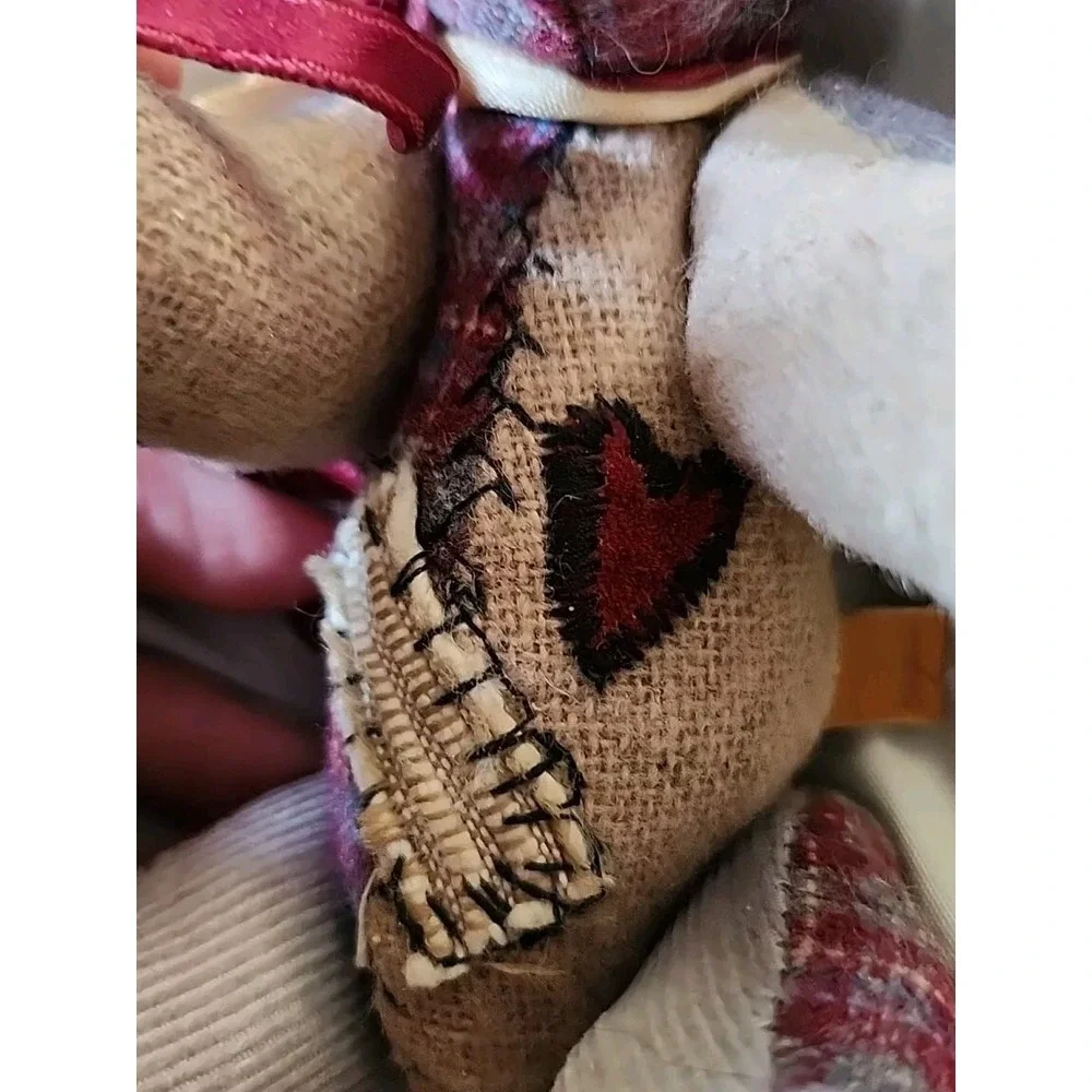 Vintage Bayless  Jointed Patchwork Heart Bears Handmade moveable legs‎ arms